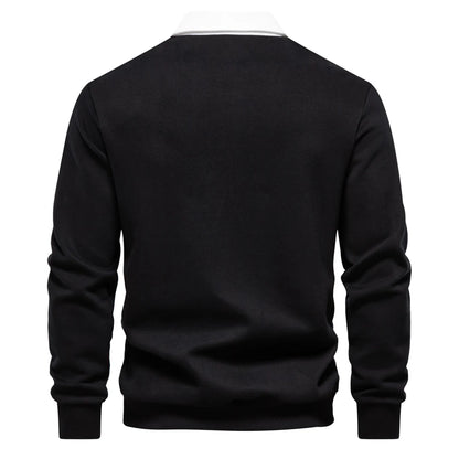 UniVibe Men’s Polo Neck Cotton Sweatshirt Autumn Casual & Social Wear