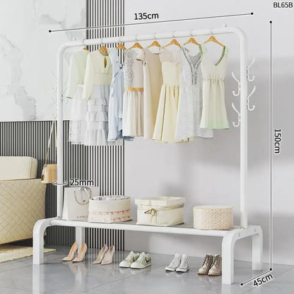 Space-Saving Floor Standing Clothes Drying Rack – Multipurpose Hanger for Dorm, Balcony & Indoor Use