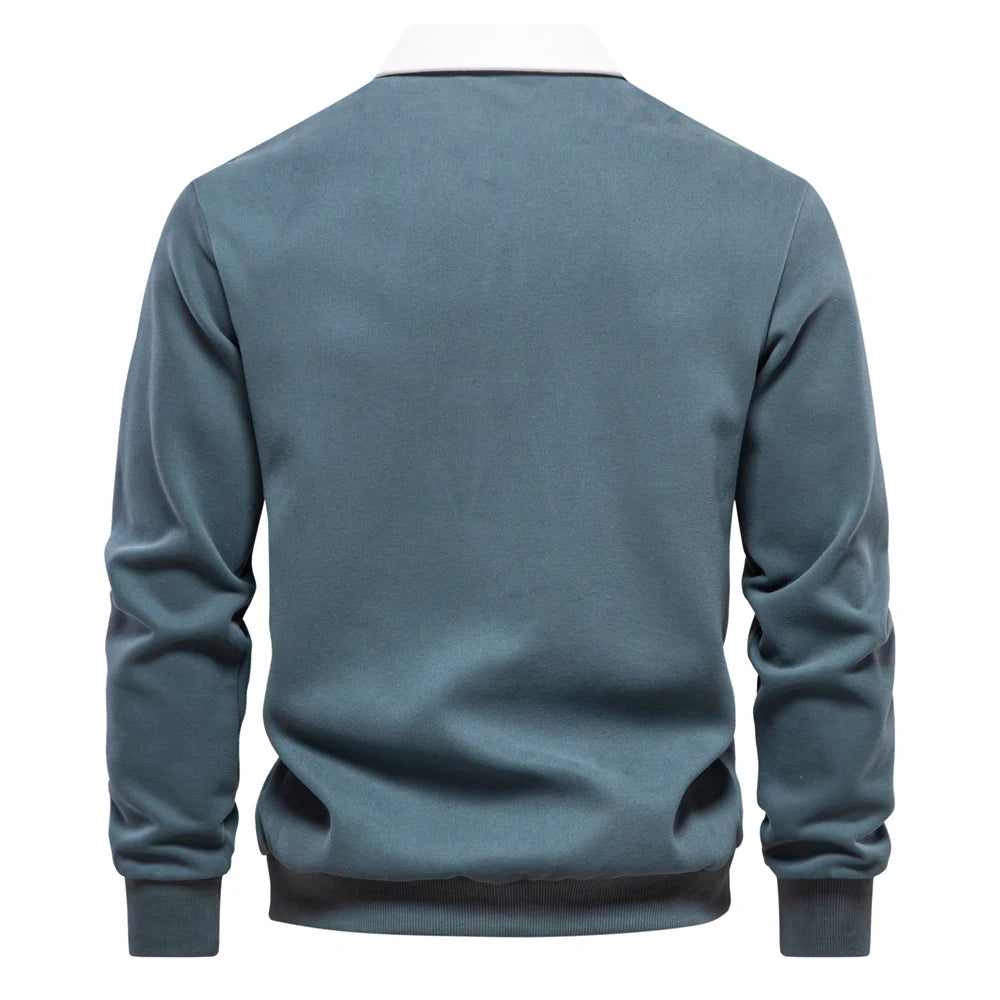 UniVibe Men’s Polo Neck Cotton Sweatshirt Autumn Casual & Social Wear