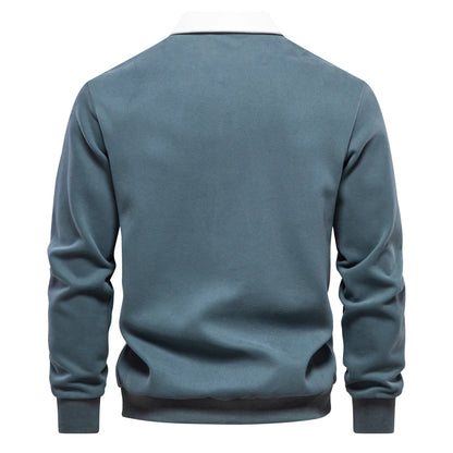 UniVibe Men’s Polo Neck Cotton Sweatshirt Autumn Casual & Social Wear
