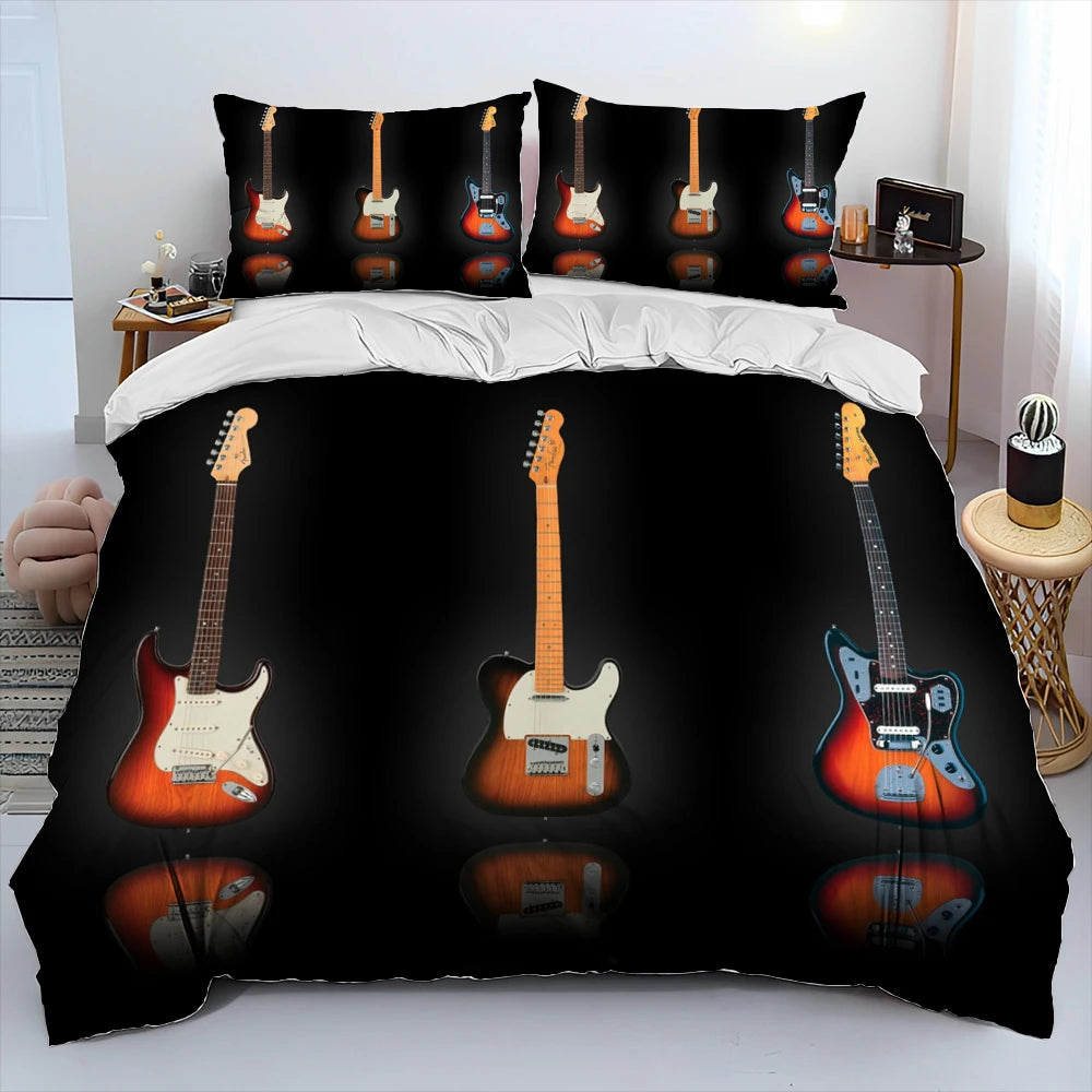 3D Classical Guitar Electric Guitar Comforter Bedding Set