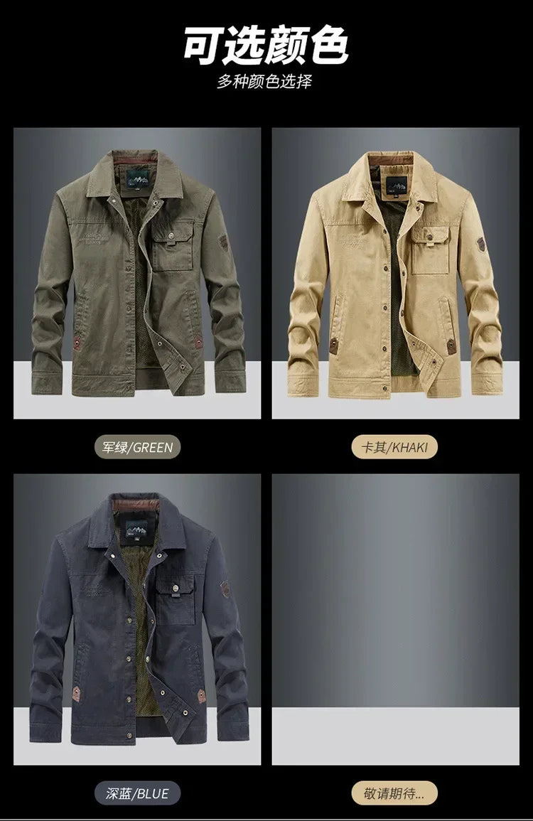 Men’s Cargo Bomber Jacket – Casual Streetwear, Windproof, British Style