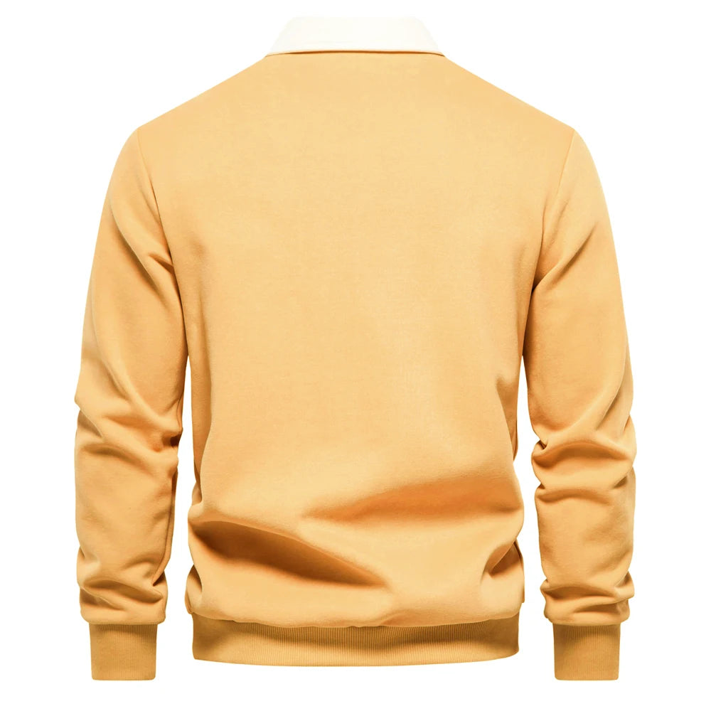UniVibe Men’s Polo Neck Cotton Sweatshirt Autumn Casual & Social Wear