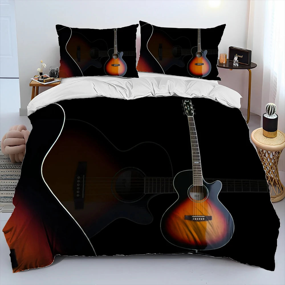 3D Classical Guitar Electric Guitar Comforter Bedding Set