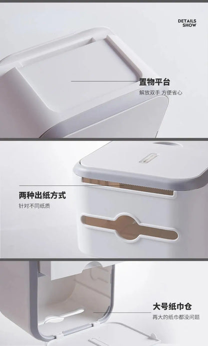 Punch-Free Bathroom Storage Box – Waterproof Toilet Paper & Tissue Organizer