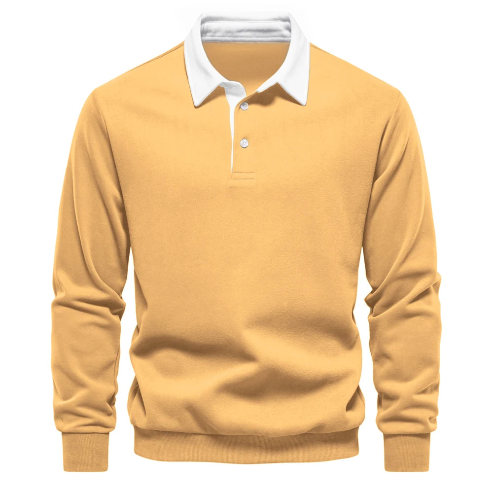 UniVibe Men’s Polo Neck Cotton Sweatshirt Autumn Casual & Social Wear