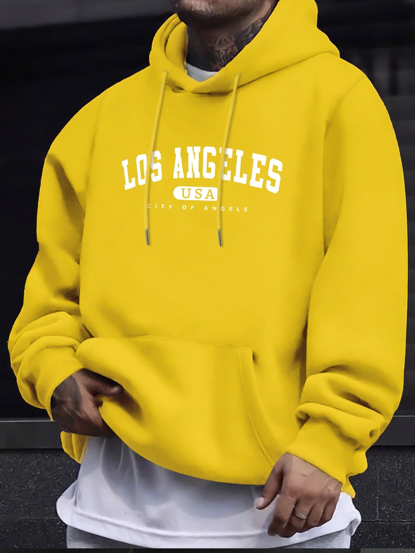 Los Angeles Print Men’s Long Sleeve Cotton Hoodie