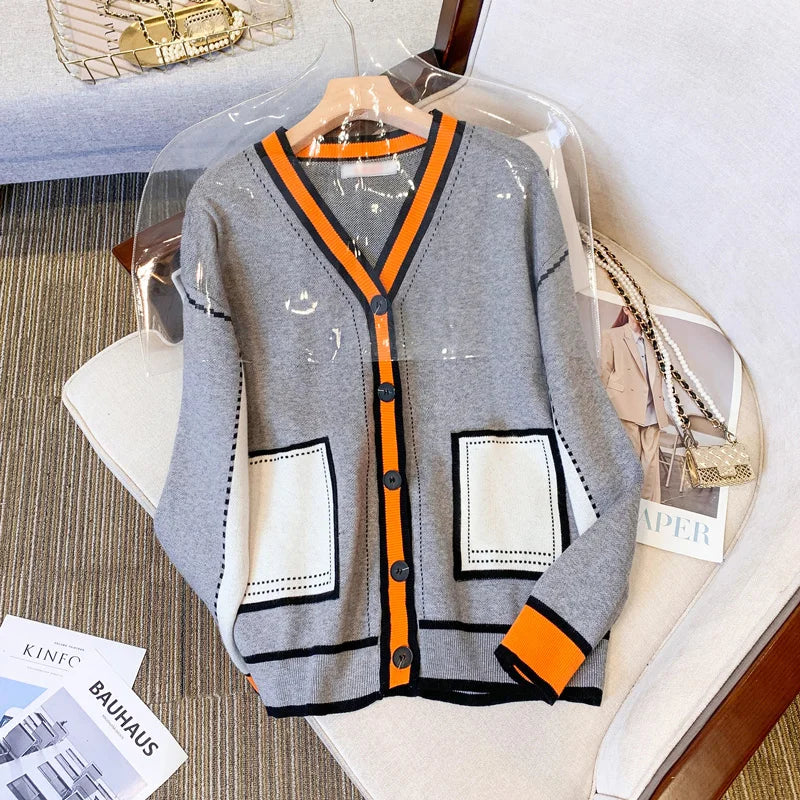 UniVibe Oversized Knit Cardigan Women’s V-Neck Sweater Jacket