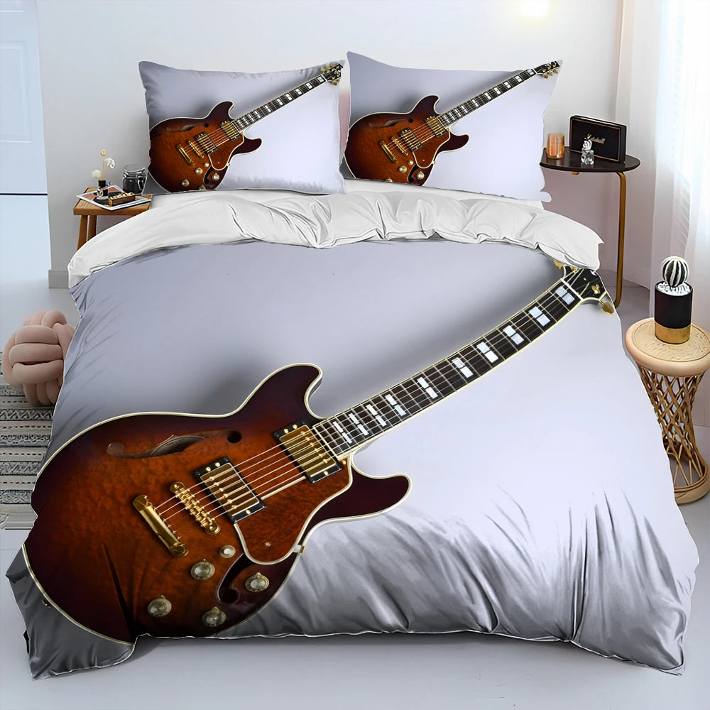 3D Classical Guitar Electric Guitar Comforter Bedding Set