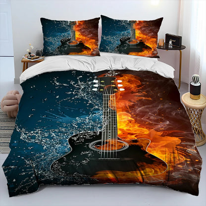 3D Classical Guitar Electric Guitar Comforter Bedding Set