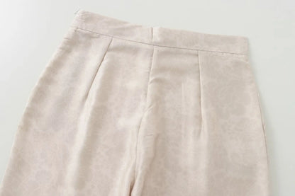 Floral Print Blazer & Pants Two-Piece Suit – Beige with Red Accents | UniVibe Shop