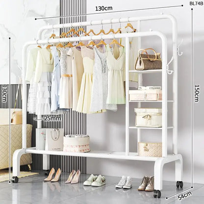 Space-Saving Floor Standing Clothes Drying Rack – Multipurpose Hanger for Dorm, Balcony & Indoor Use