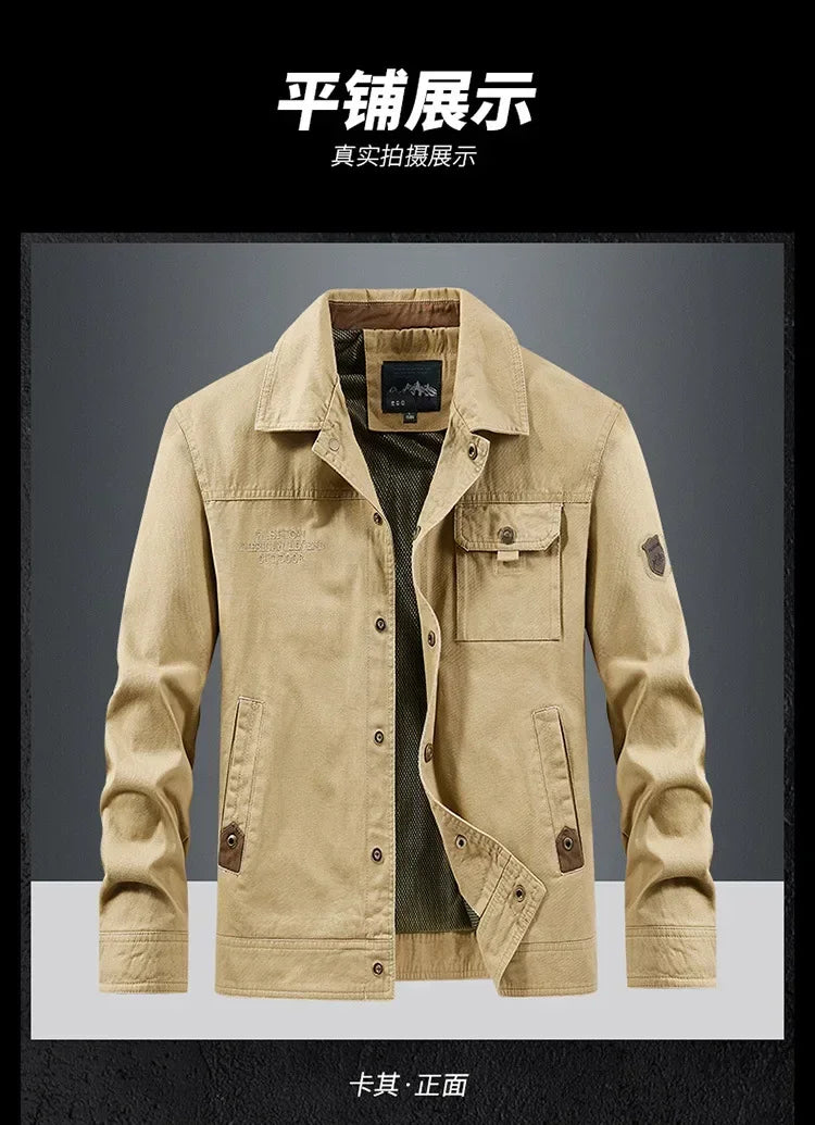 Men’s Cargo Bomber Jacket – Casual Streetwear, Windproof, British Style