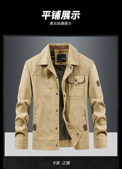 Men’s Cargo Bomber Jacket – Casual Streetwear, Windproof, British Style