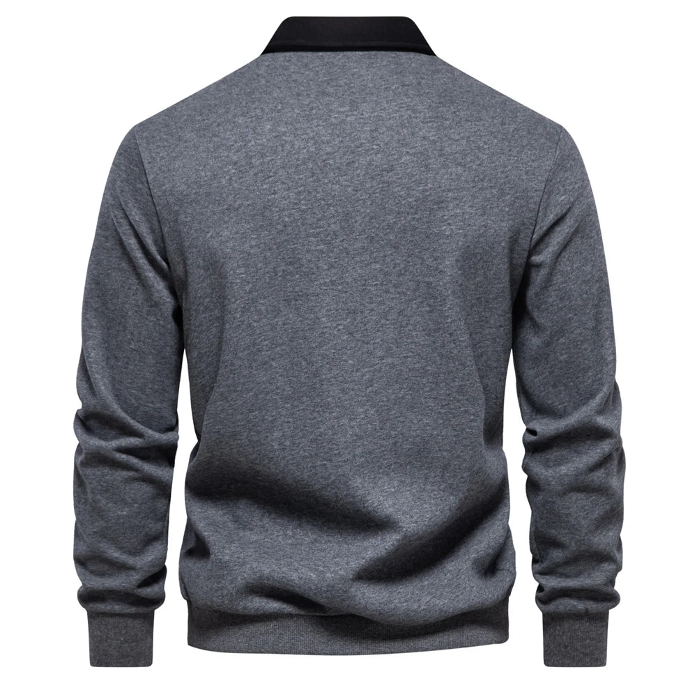 UniVibe Men’s Polo Neck Cotton Sweatshirt Autumn Casual & Social Wear