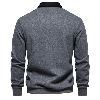 UniVibe Men’s Polo Neck Cotton Sweatshirt Autumn Casual & Social Wear