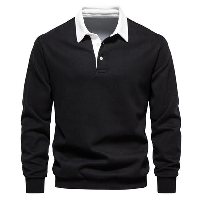 UniVibe Men’s Polo Neck Cotton Sweatshirt Autumn Casual & Social Wear