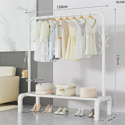 Space-Saving Floor Standing Clothes Drying Rack – Multipurpose Hanger for Dorm, Balcony & Indoor Use