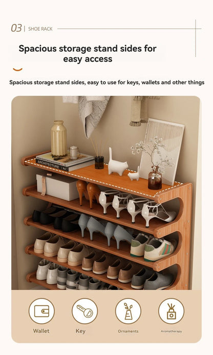 Wooden Multi-Layer Shoe Rack Organizer – Compact Dorm & Apartment Storage Shelf