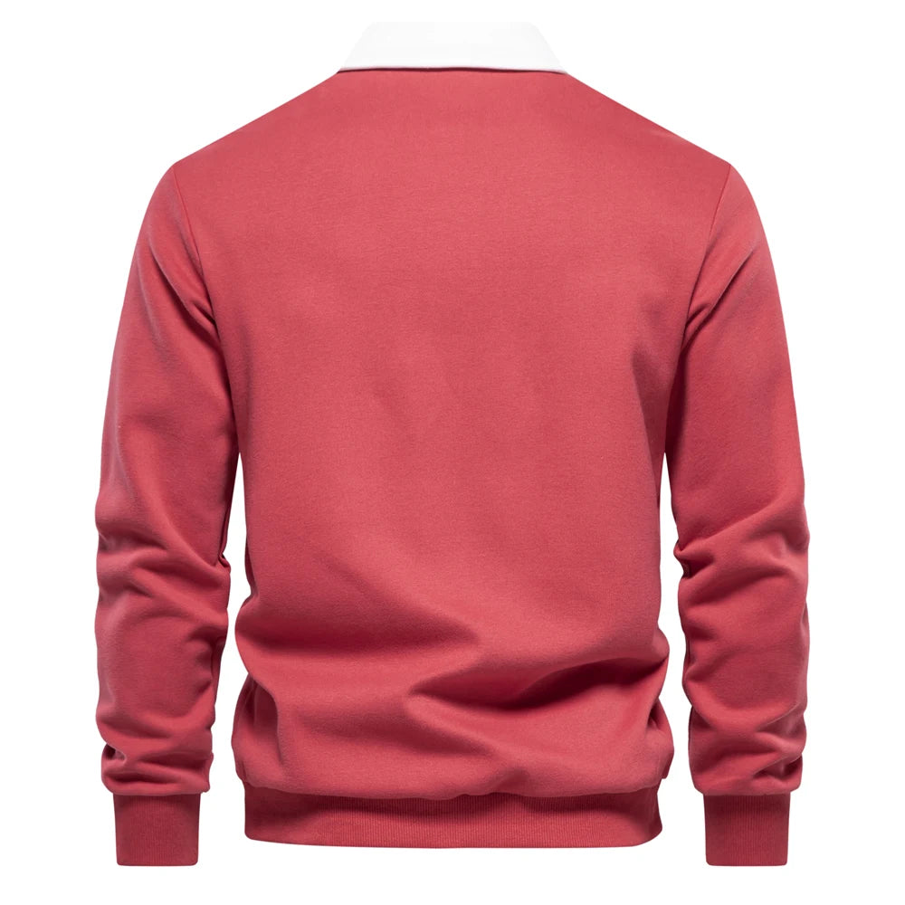 UniVibe Men’s Polo Neck Cotton Sweatshirt Autumn Casual & Social Wear