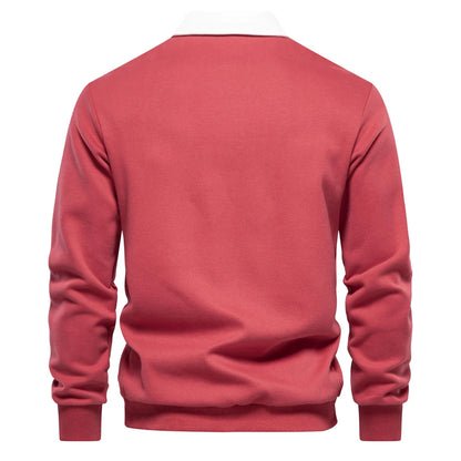 UniVibe Men’s Polo Neck Cotton Sweatshirt Autumn Casual & Social Wear