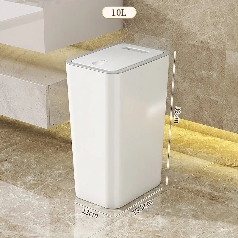 10L Odor-Proof Trash Can – One-Touch Lid | Space-Saving Bathroom & Kitchen Bin | UnivibeShop