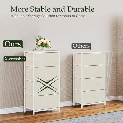 Modern Chest of Drawers – 4-Drawer Dresser with Wood Top for Bedroom, Dorm, or Nursery