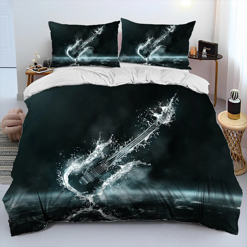 3D Classical Guitar Electric Guitar Comforter Bedding Set