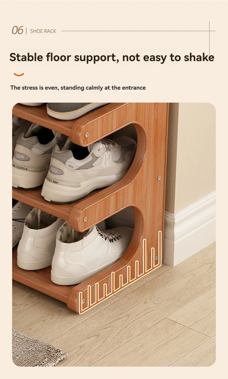 Wooden Multi-Layer Shoe Rack Organizer – Compact Dorm & Apartment Storage Shelf