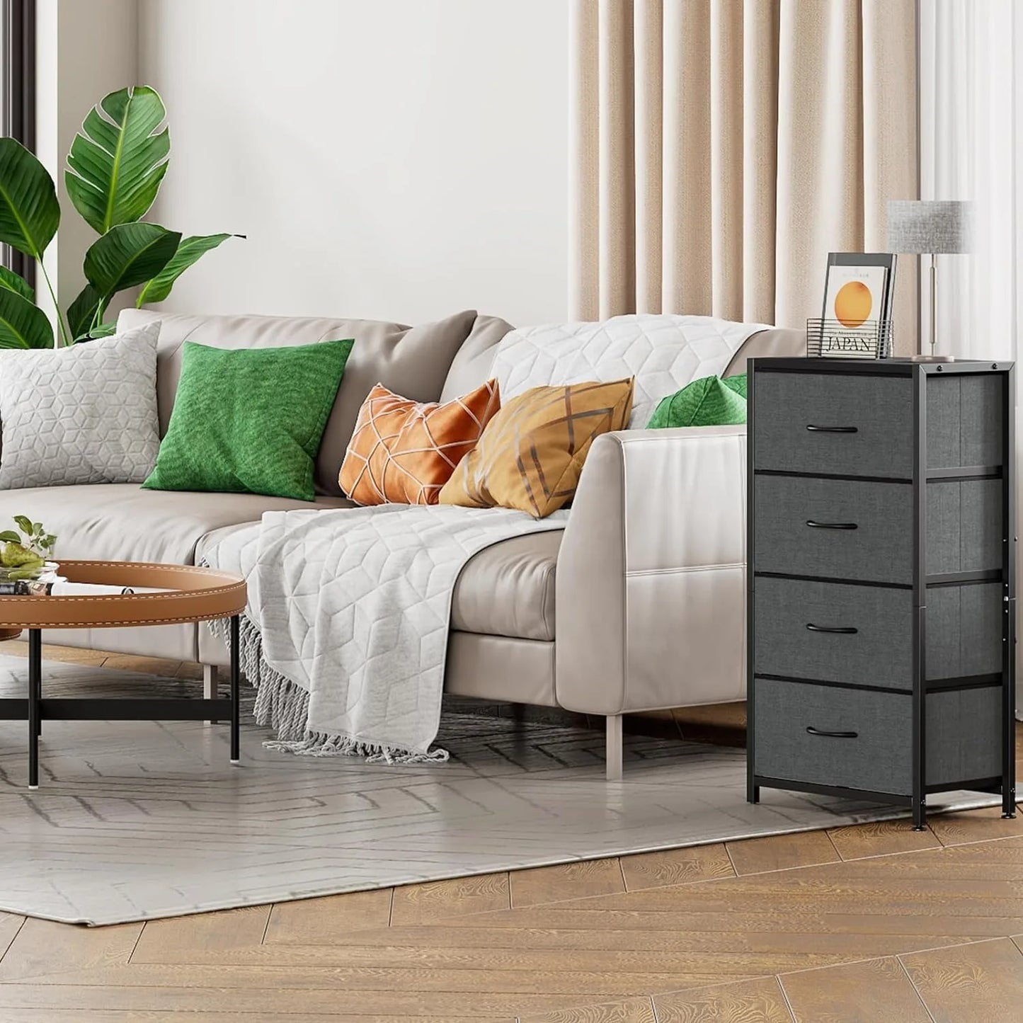 Modern Chest of Drawers – 4-Drawer Dresser with Wood Top for Bedroom, Dorm, or Nursery