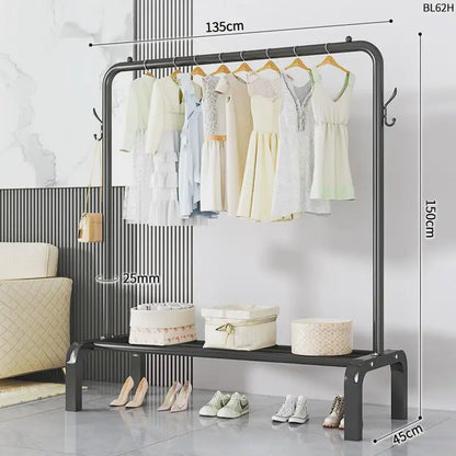 Space-Saving Floor Standing Clothes Drying Rack – Multipurpose Hanger for Dorm, Balcony & Indoor Use