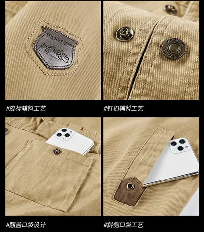 Men’s Cargo Bomber Jacket – Casual Streetwear, Windproof, British Style