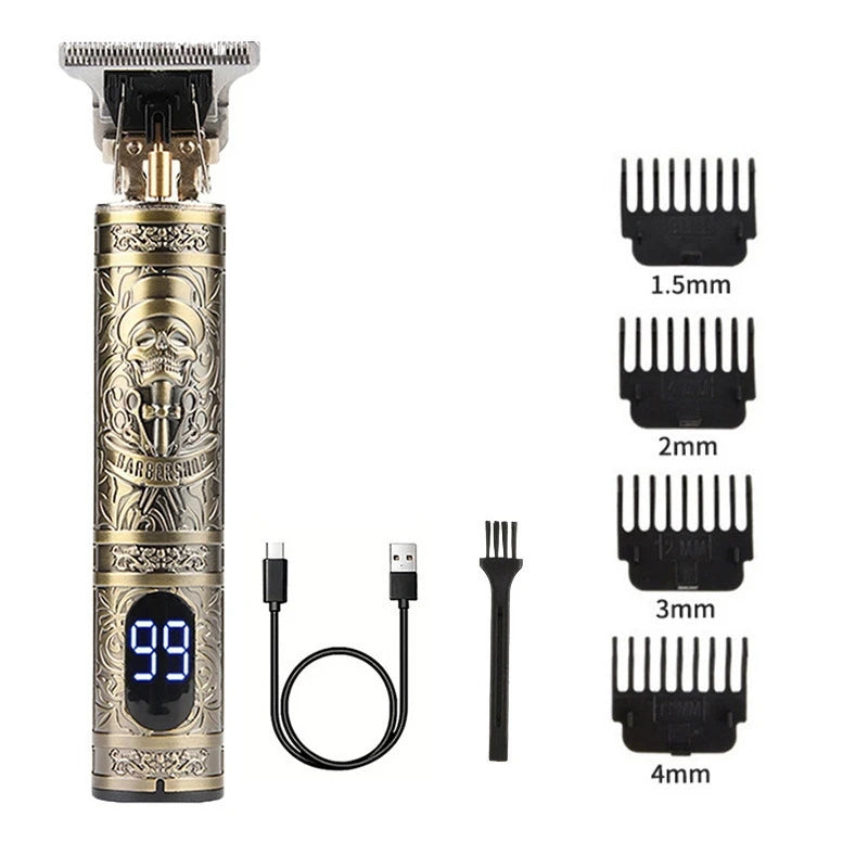 T9 Professional Electric Razor – Pure Metal Body Hair Trimmer for Barbers & At-Home Grooming