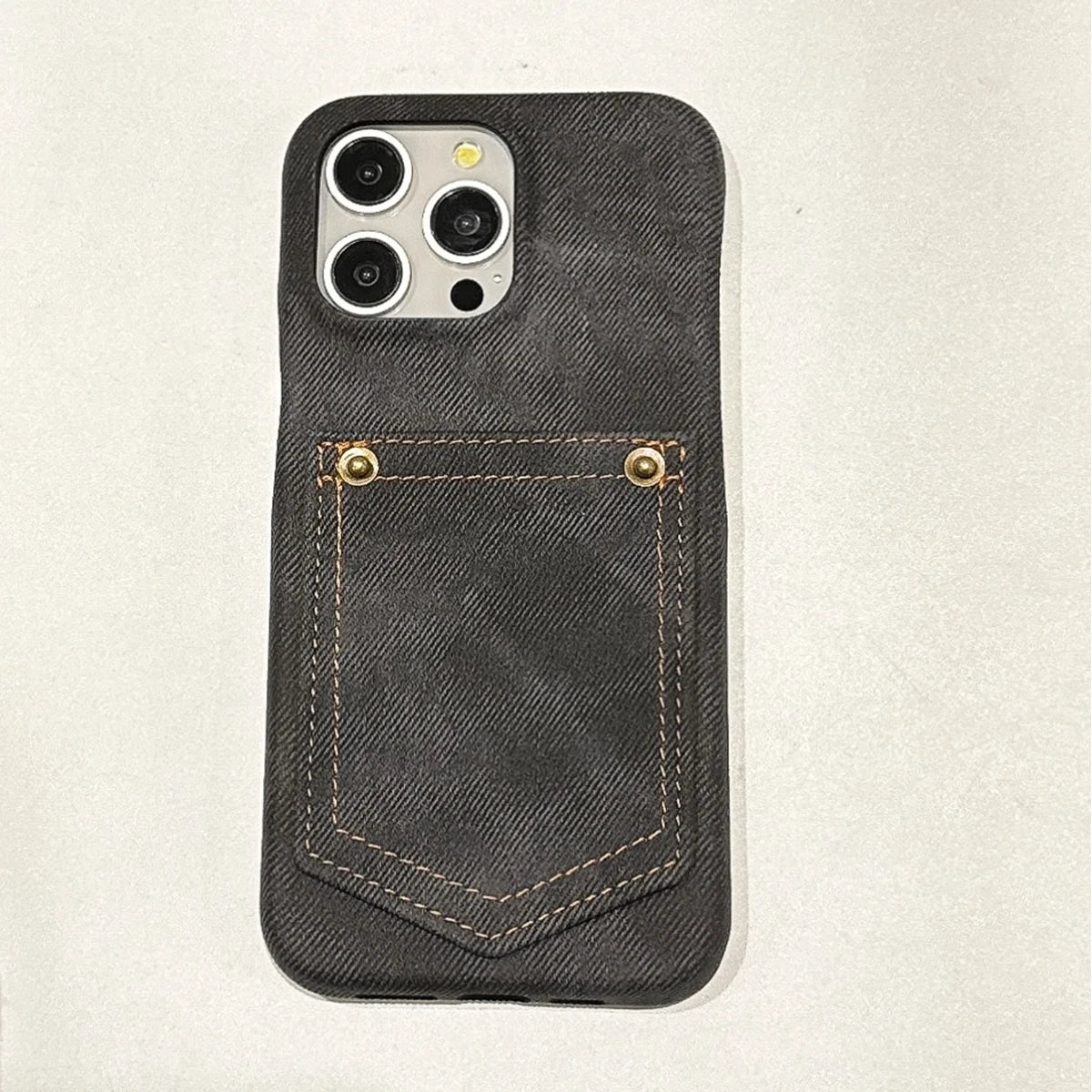 Luxury Denim Leather Card Bag Case For iPhone