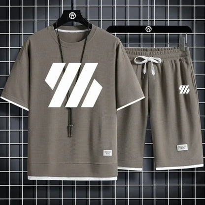 Men’s Summer Sports Set – Casual Short Sleeve T-Shirt & Shorts Outfit