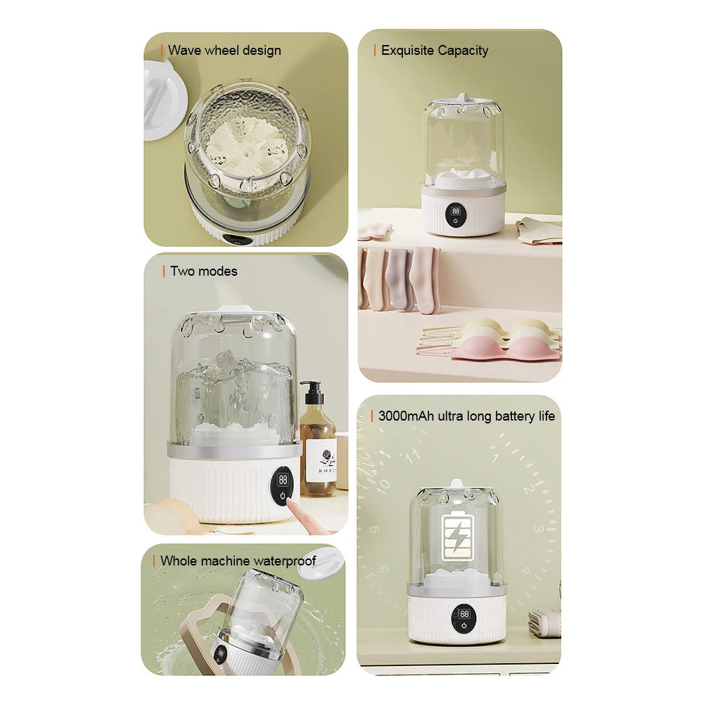 Mini Portable Washing Machine – USB Rechargeable Washer for Dorms & Travel
