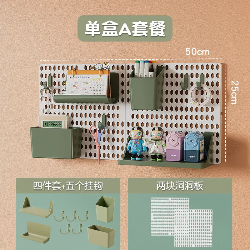 Kawaii Hole Board Wall Shelf – No-Drill Dorm Organizer for Students | Pegboard Storage Rack