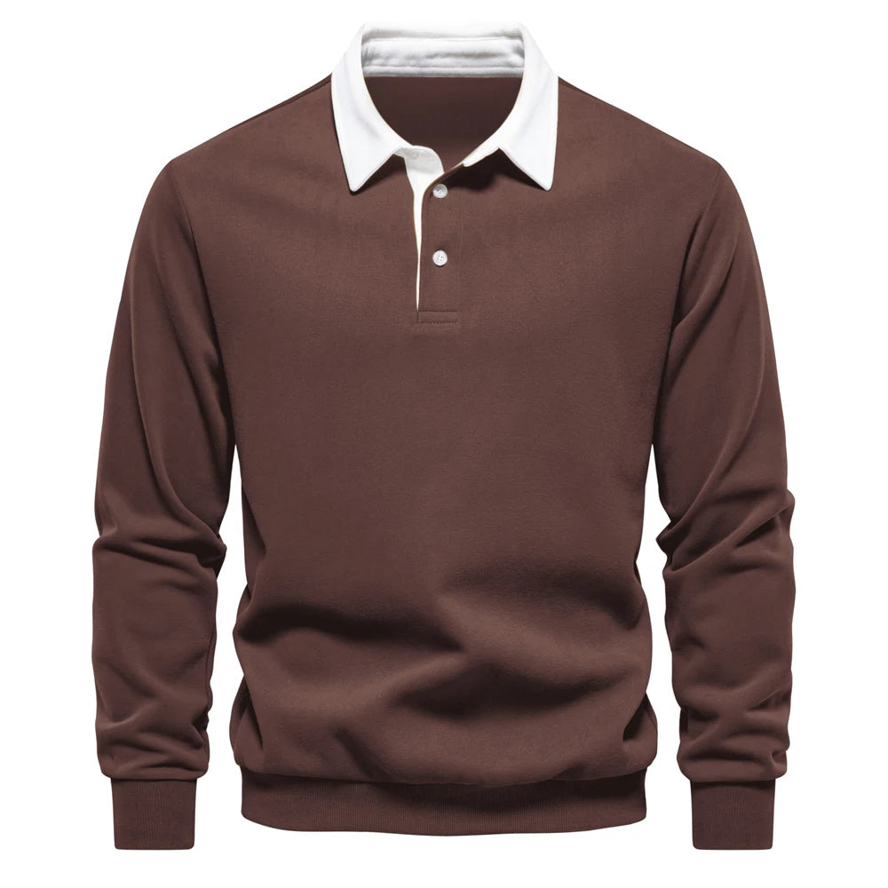 UniVibe Men’s Polo Neck Cotton Sweatshirt Autumn Casual & Social Wear