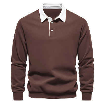 UniVibe Men’s Polo Neck Cotton Sweatshirt Autumn Casual & Social Wear