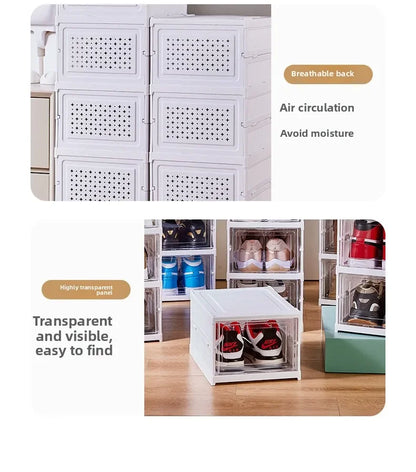 Foldable Shoe Organizer – No Assembly Stackable Dustproof Space-Saving Cabinet for Dorm or Home