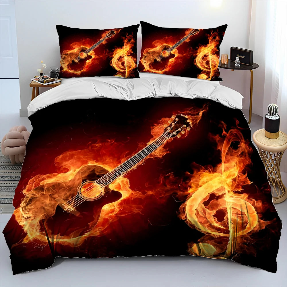 3D Classical Guitar Electric Guitar Comforter Bedding Set