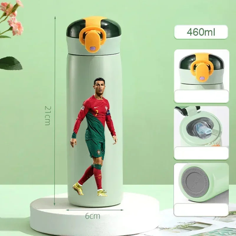 460ML Football Water Bottle with Straw