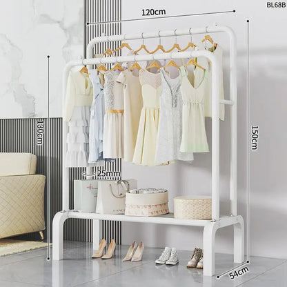 Space-Saving Floor Standing Clothes Drying Rack – Multipurpose Hanger for Dorm, Balcony & Indoor Use
