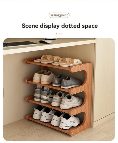Wooden Multi-Layer Shoe Rack Organizer – Compact Dorm & Apartment Storage Shelf