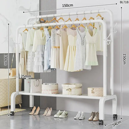Space-Saving Floor Standing Clothes Drying Rack – Multipurpose Hanger for Dorm, Balcony & Indoor Use