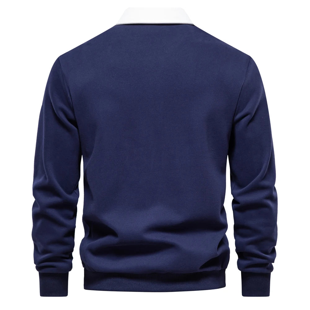 UniVibe Men’s Polo Neck Cotton Sweatshirt Autumn Casual & Social Wear
