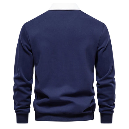 UniVibe Men’s Polo Neck Cotton Sweatshirt Autumn Casual & Social Wear