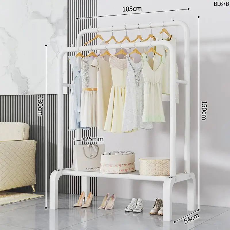 Space-Saving Floor Standing Clothes Drying Rack – Multipurpose Hanger for Dorm, Balcony & Indoor Use