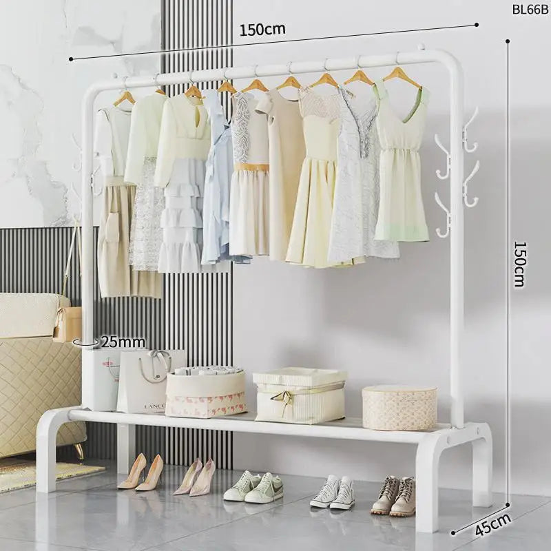 Space-Saving Floor Standing Clothes Drying Rack – Multipurpose Hanger for Dorm, Balcony & Indoor Use