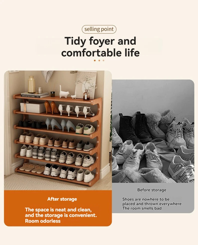 Wooden Multi-Layer Shoe Rack Organizer – Compact Dorm & Apartment Storage Shelf